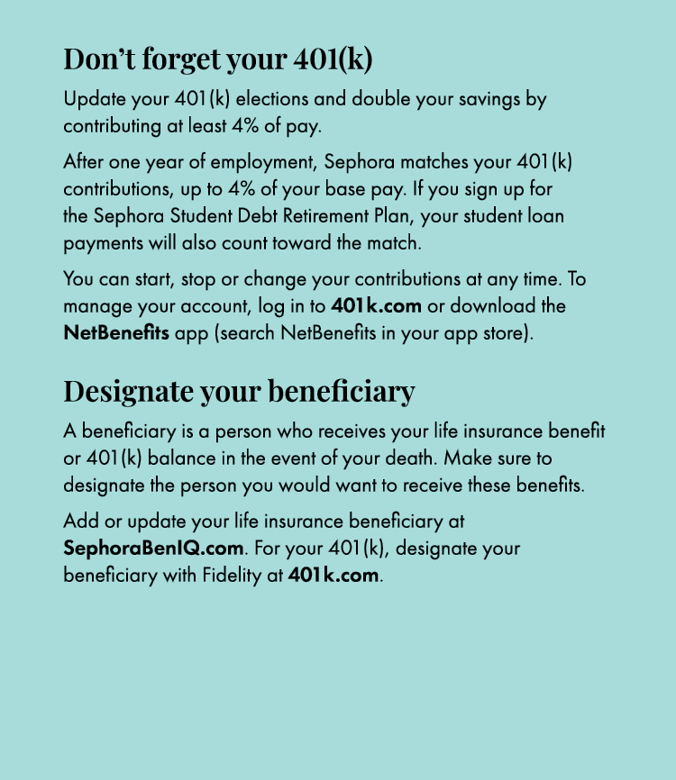 Don’t forget your 401(k) Update your 401(k) elections and double your savings by contributing at least 4% of pay. Aft...